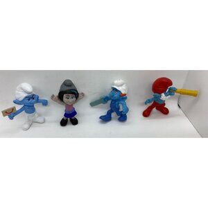 2011 & 2013 Smurfs Figures McDonalds Lot of 4 Handy Grouchy Papa Vexy